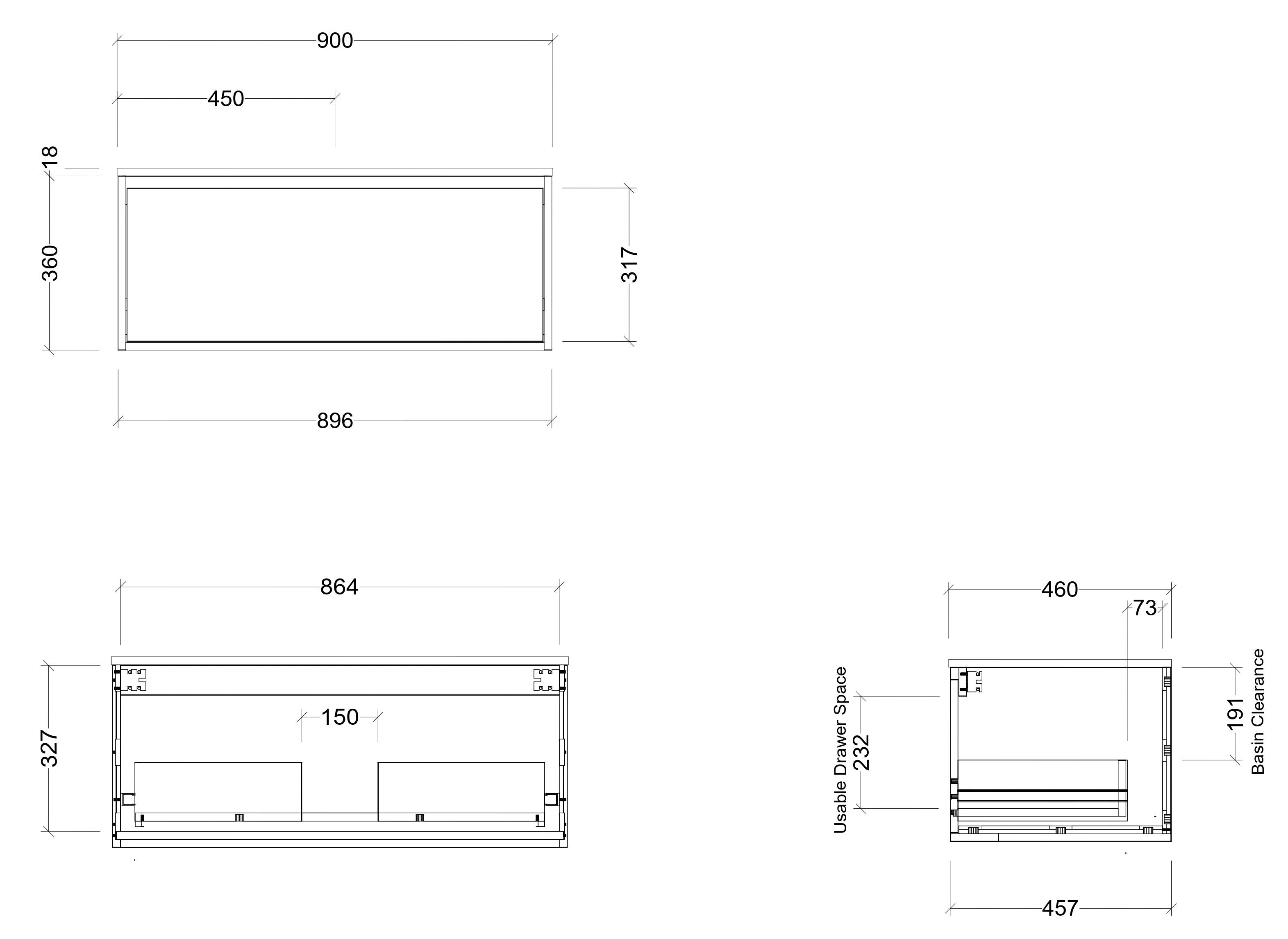 TIMBERLINE DELAWARE CUSTOM WALL HUNG VANITY (ALL SIZING)