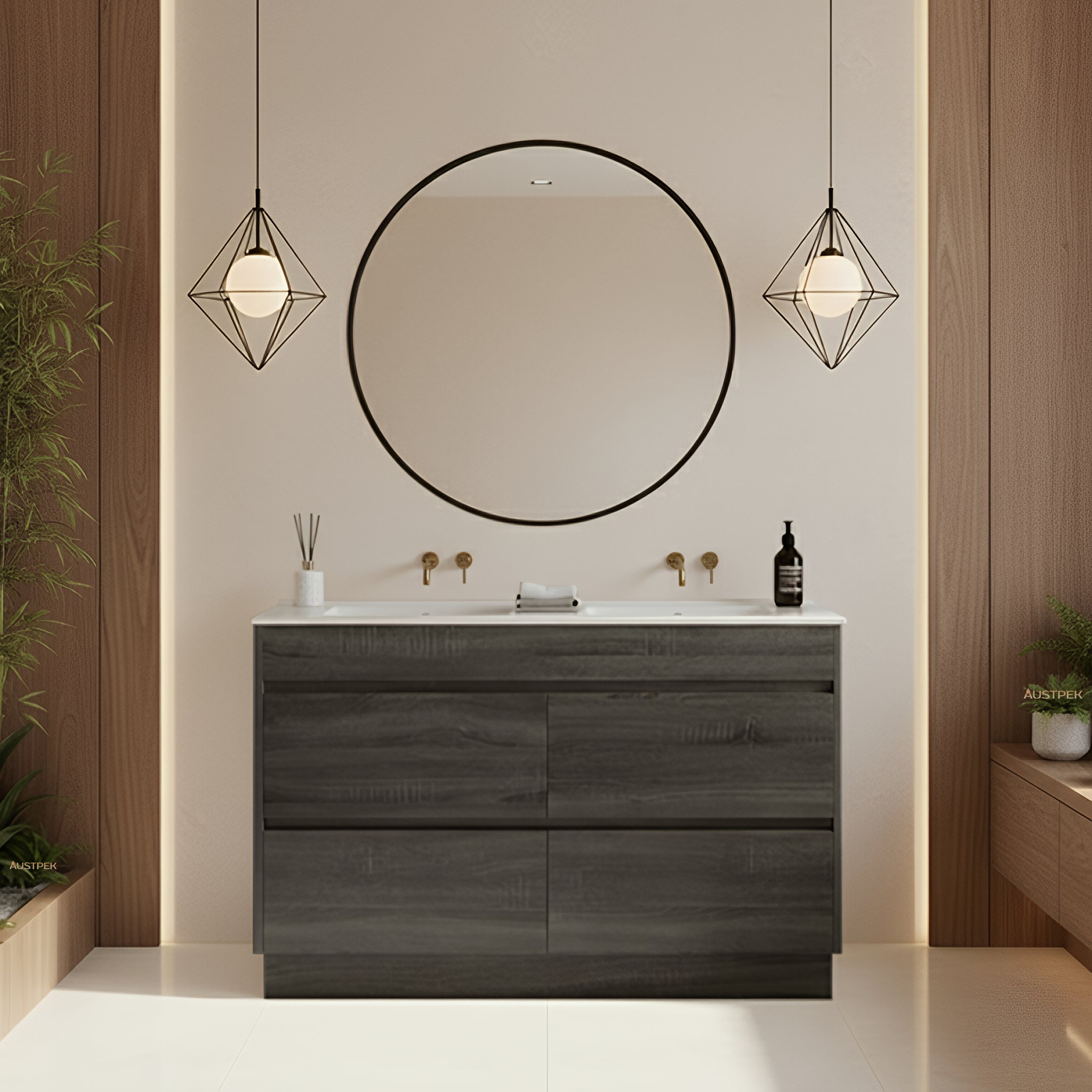 POSEIDON QUBIST DARK GREY 1200MM FREE STANDING VANITY