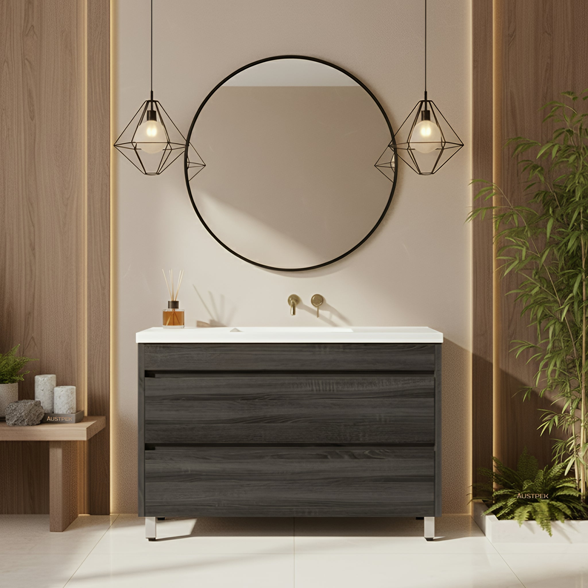 POSEIDON QUBIST DARK GREY 1200MM FLOOR STANDING VANITY