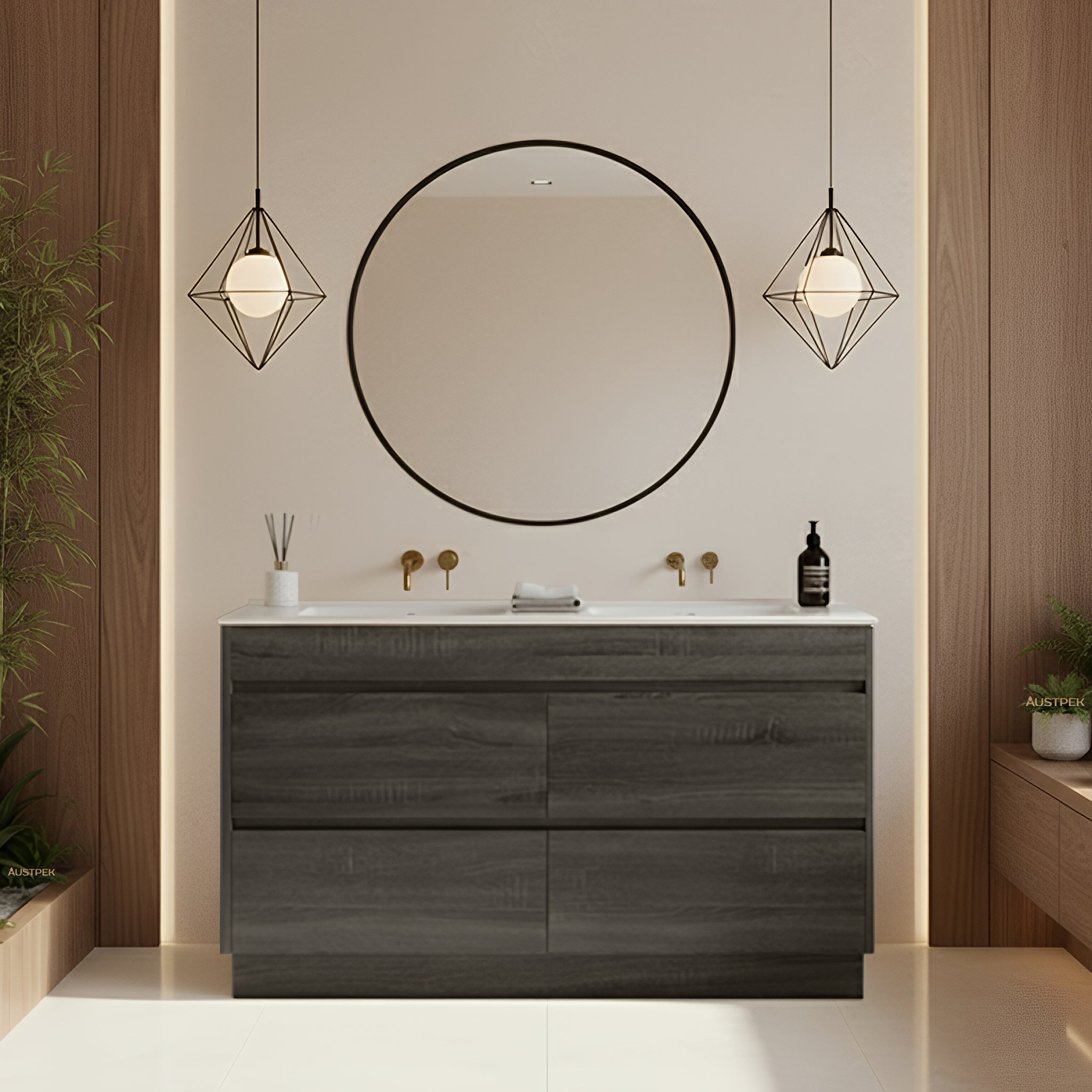 POSEIDON QUBIST DARK GREY 1500MM FREE STANDING VANITY