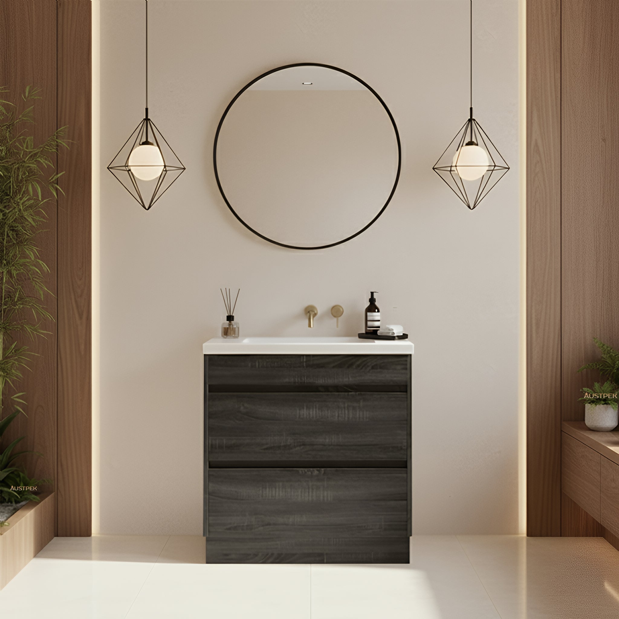 POSEIDON QUBIST DARK GREY 750MM FREE STANDING VANITY