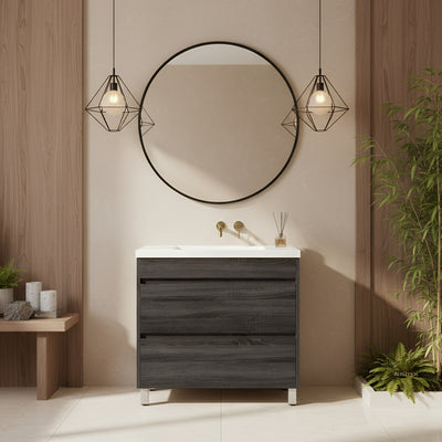 POSEIDON QUBIST DARK GREY 900MM FLOOR STANDING VANITY