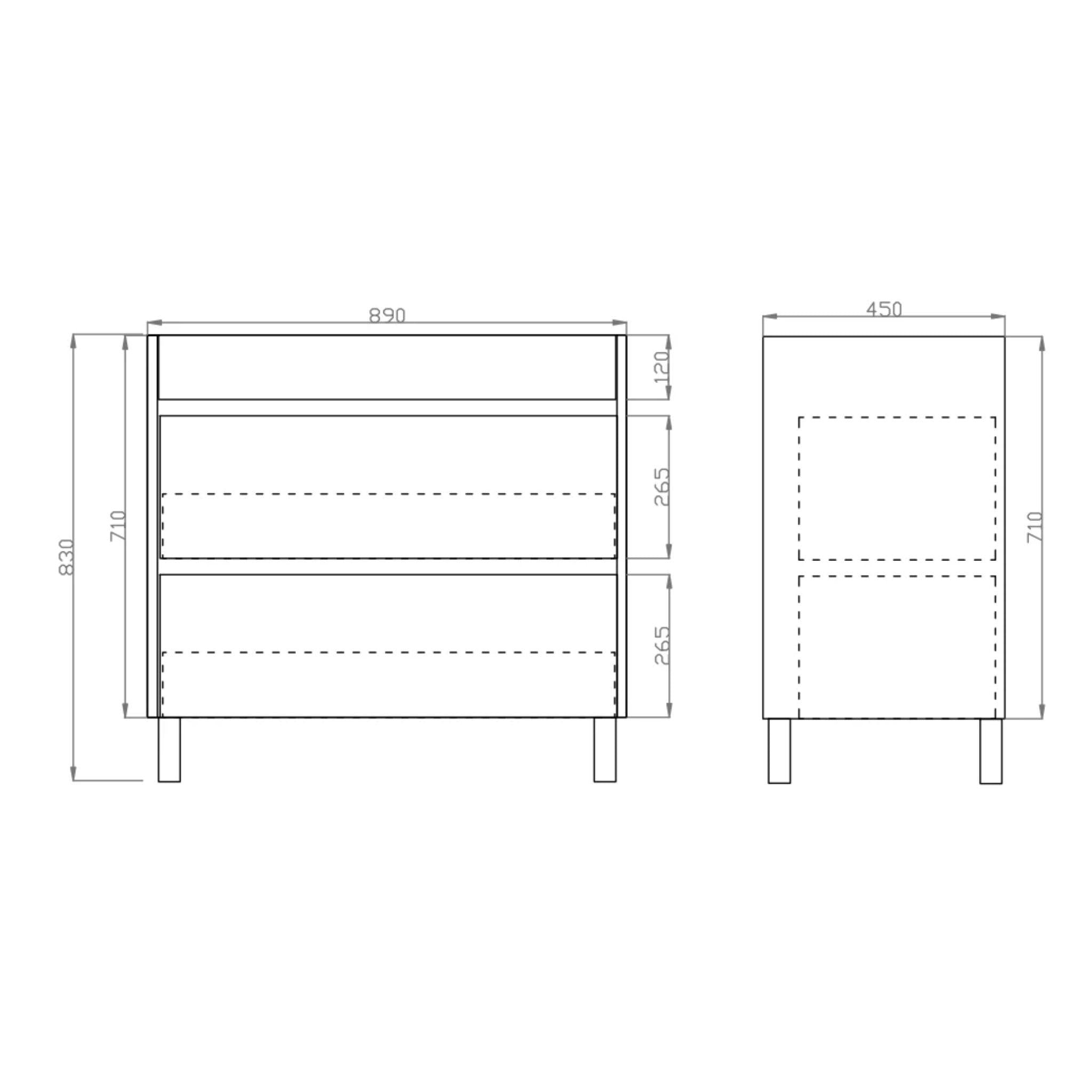 POSEIDON QUBIST DARK GREY 900MM FLOOR STANDING VANITY