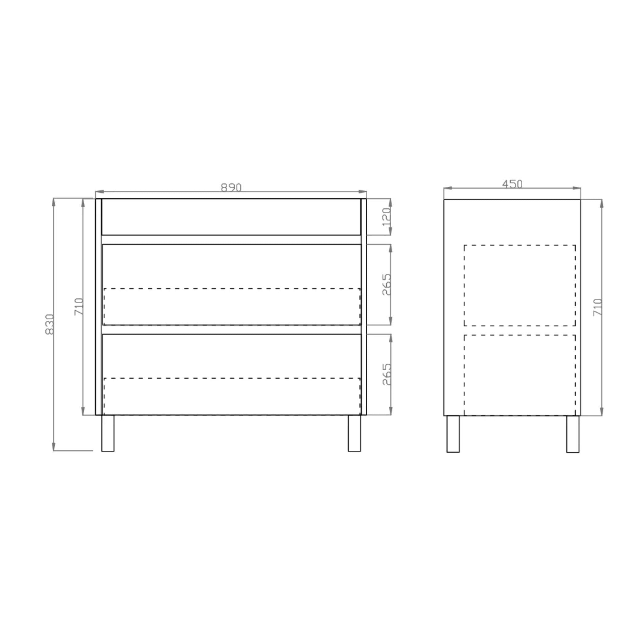 POSEIDON QUBIST DARK GREY 900MM FREE STANDING VANITY