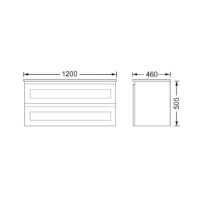 BTH SHAKER PROFILE DRAWER MATTE WHITE 1200MM SINGLE BOWL WALL HUNG VANITY