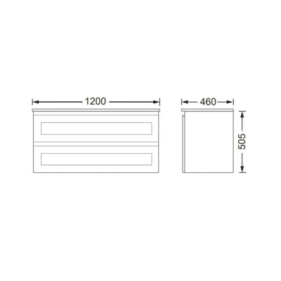 BTH SHAKER PROFILE DRAWER MATTE WHITE 1200MM SINGLE BOWL WALL HUNG VANITY
