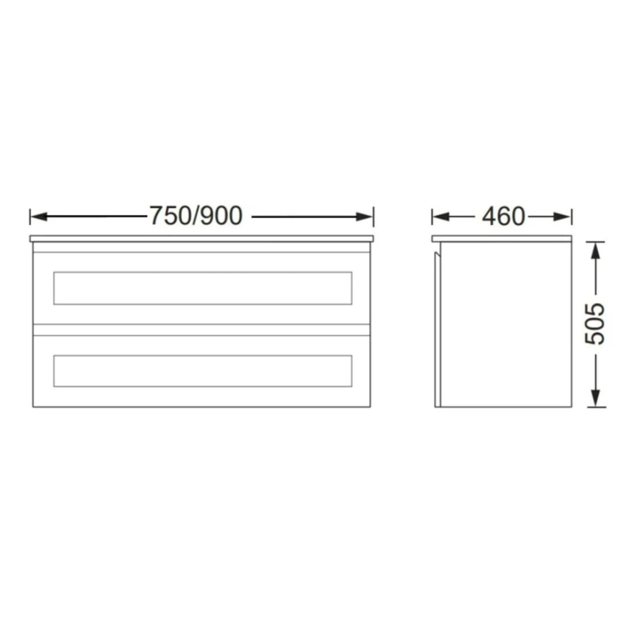 BTH SHAKER PROFILE DRAWER MATTE WHITE 750MM SINGLE BOWL WALL HUNG VANITY