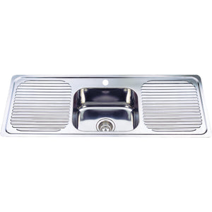 IKON SINGLE BOWL DOUBLE DRAINER SINK STAINLESS STEEL 1180MM