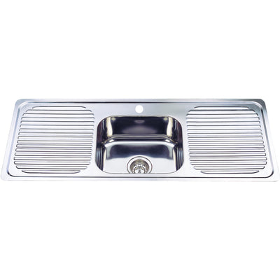 IKON SINGLE BOWL DOUBLE DRAINER SINK STAINLESS STEEL 1180MM