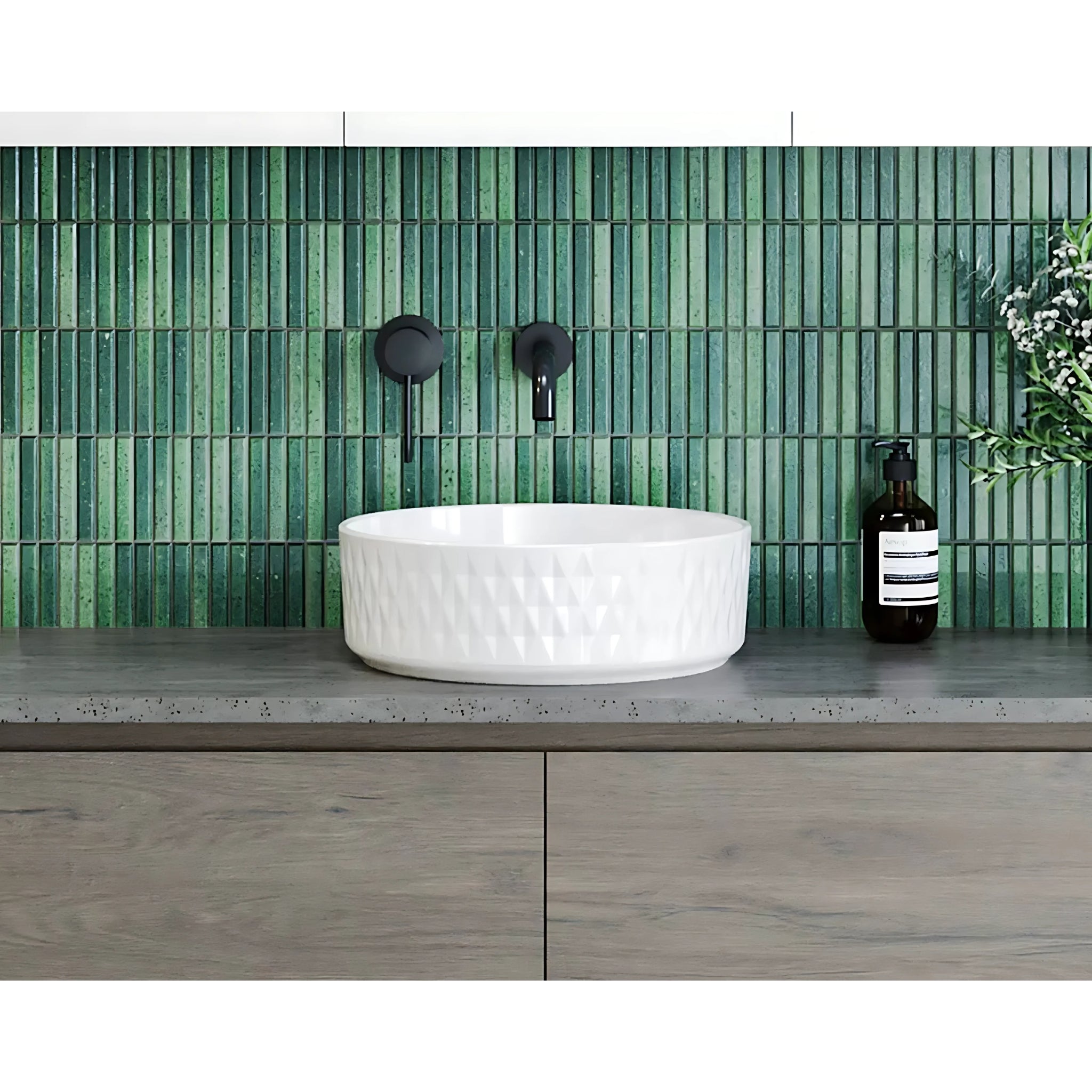 TIMBERLINE DIAMOND ABOVE COUNTER BASIN MATTE WHITE 360MM