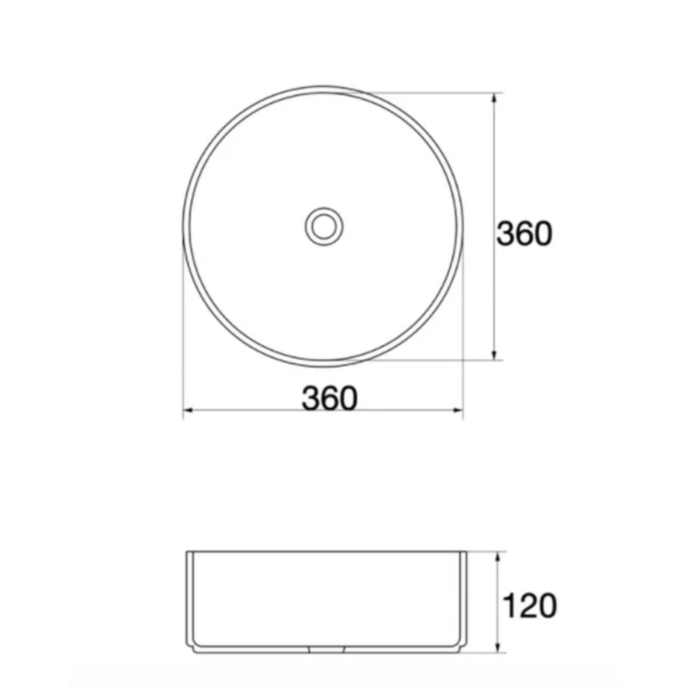 CLAYA DIAMOND ROUND ABOVE COUNTER BASIN GLOSS WHITE 360MM