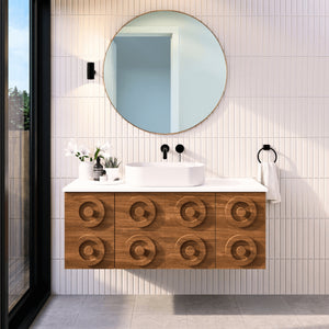 JOINERY BY BEARS DONOVAN BROWN OAK 1200MM SINGLE BOWL WALL HUNG VANITY PACKAGE