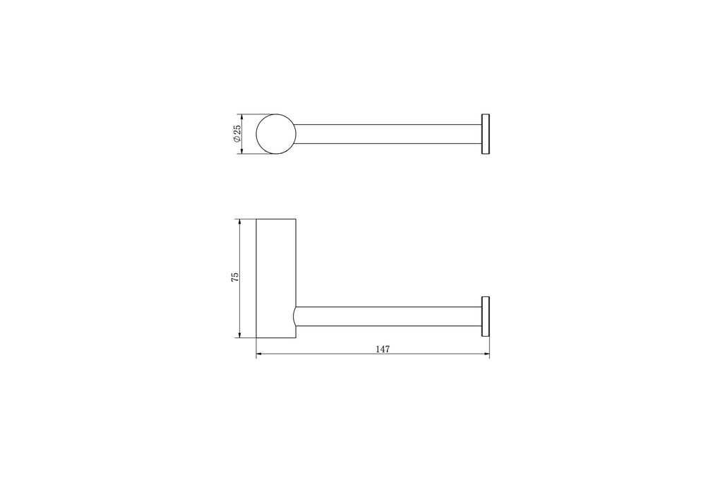 Linsol Dotti Toilet Roll Holder 147mm - Line Drawing