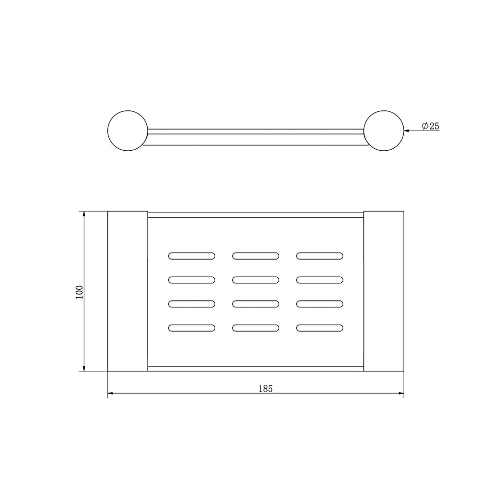 Linsol Dotti Metal Soap Dish 185mm - Line Drawing