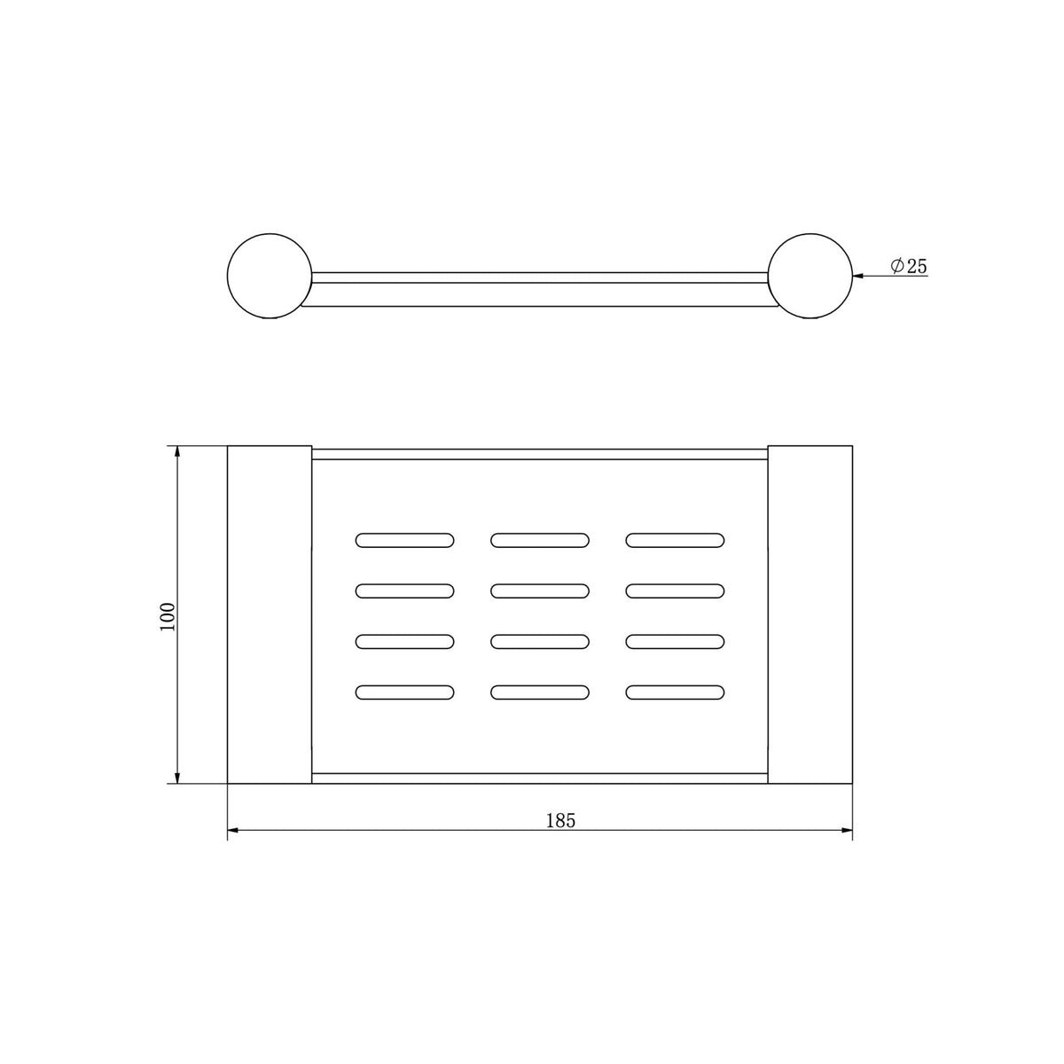 Linsol Dotti Metal Soap Dish 185mm - Line Drawing