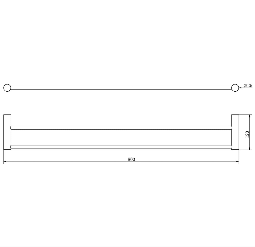 Linsol Dotti Double Towel Rail 800mm line drawing