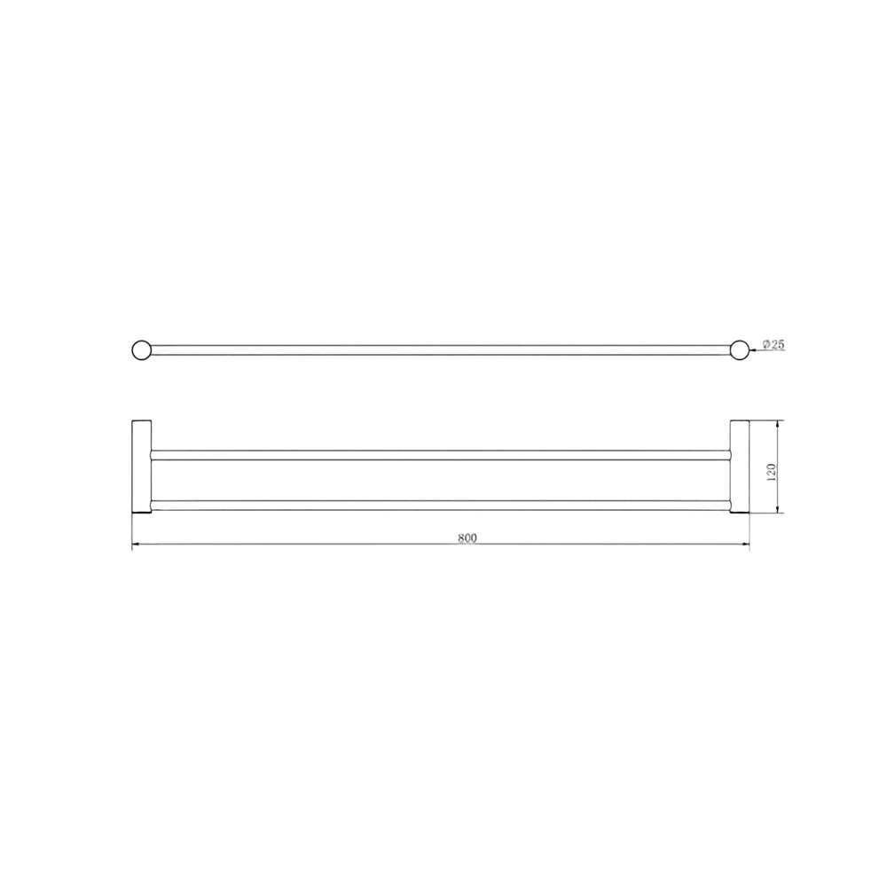 Linsol Dotti Double Towel Rail 800mm line drawing