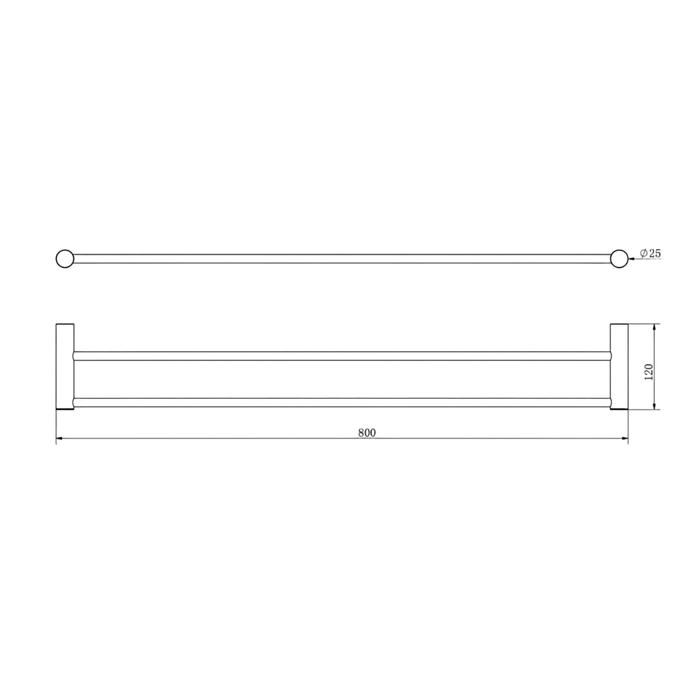 Linsol Dotti Double Towel Rail 800mm line drawing
