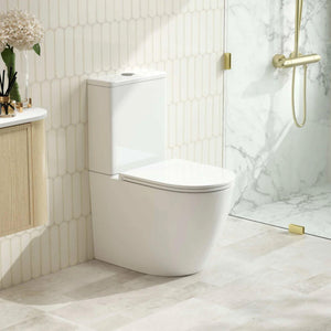 MERCIO DIANA QUIET RIMLESS AND TORNADO FLUSH BACK TO WALL TOILET SUITE GLOSS WHITE