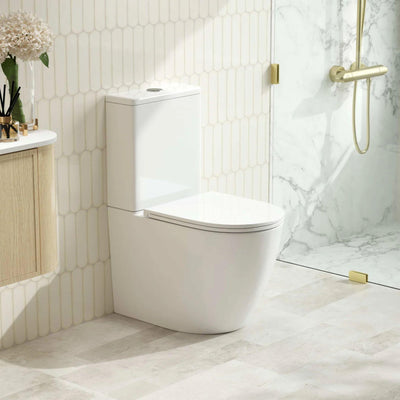 MERCIO DIANA QUIET RIMLESS AND TORNADO FLUSH BACK TO WALL TOILET SUITE GLOSS WHITE