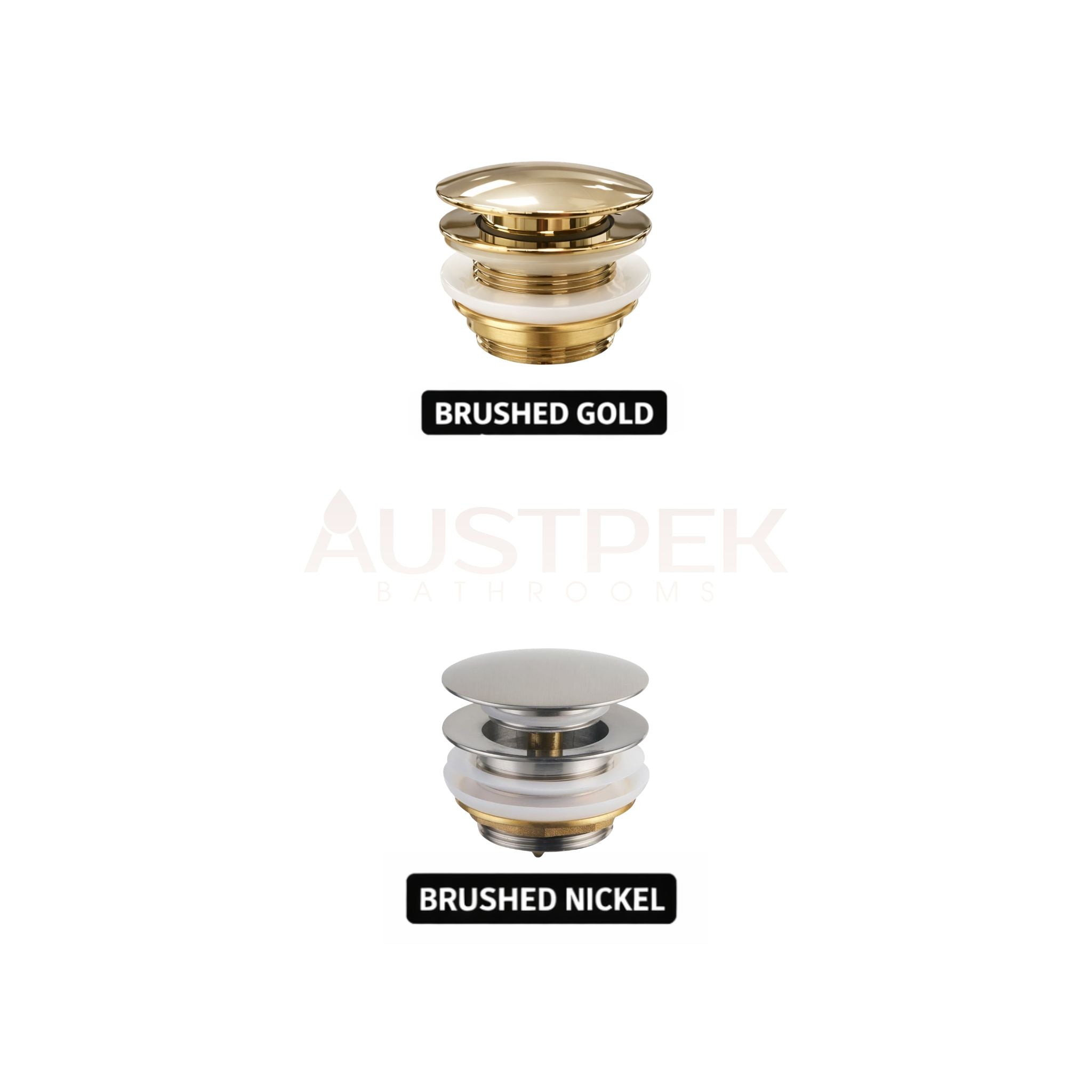 POSEIDON BRASS POP-UP BATHTUB WASTE NON-OVERFLOW 40MM BRUSHED GOLD