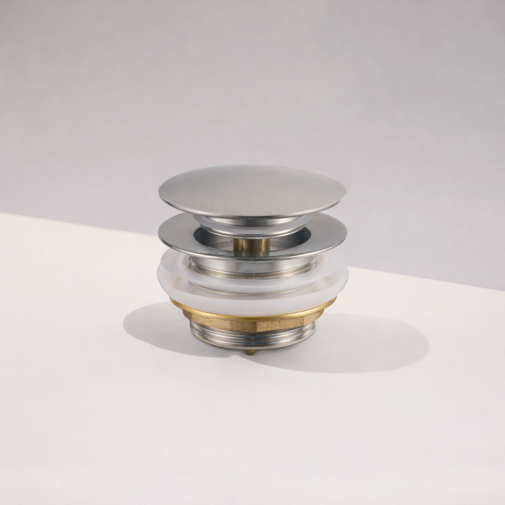 POSEIDON BRASS POP-UP BATHTUB WASTE NON-OVERFLOW 40MM BRUSHED NICKEL