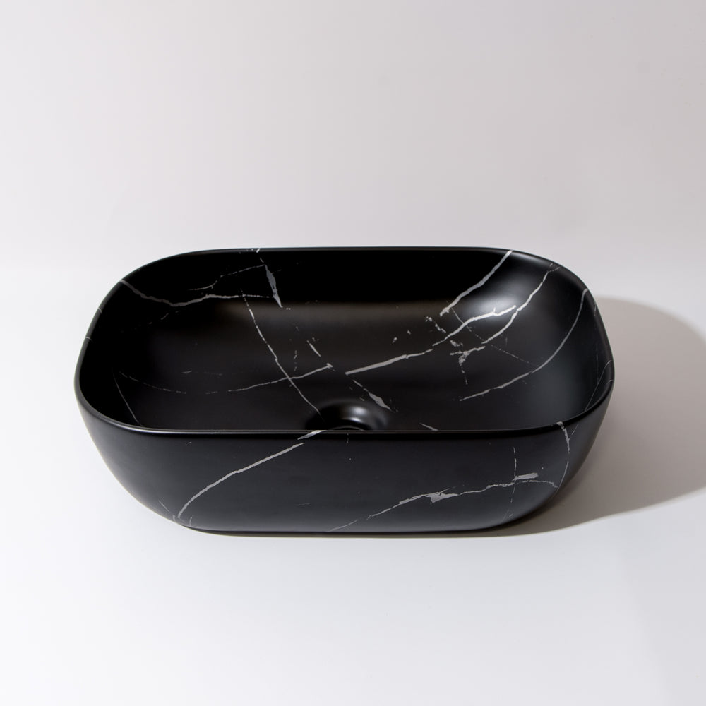 CLAYA OVAL ABOVE COUNTER BASIN MATTE BLACK CARRARA 460MM