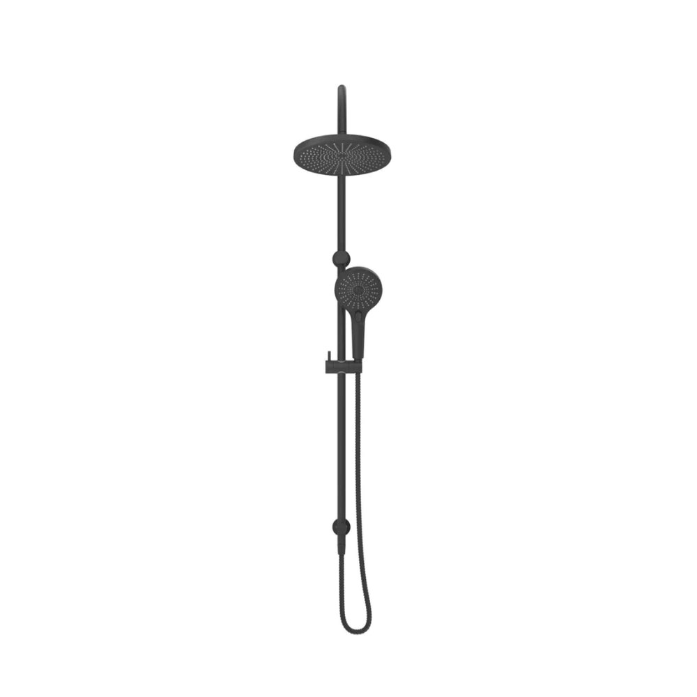 BELLA VISTA MICA GOOSENECK DUAL SHOWER RAIL 1206MM BLACK