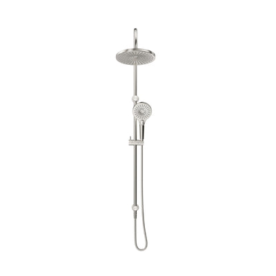 BELLA VISTA MICA GOOSENECK DUAL SHOWER RAIL 1206MM BRUSHED NICKEL