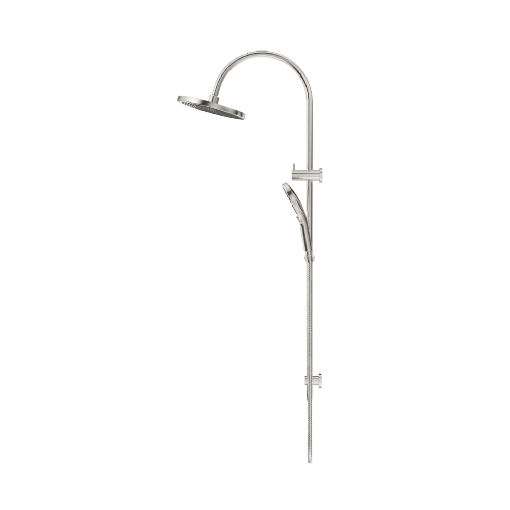 BELLA VISTA MICA GOOSENECK DUAL SHOWER RAIL 1206MM BRUSHED NICKEL