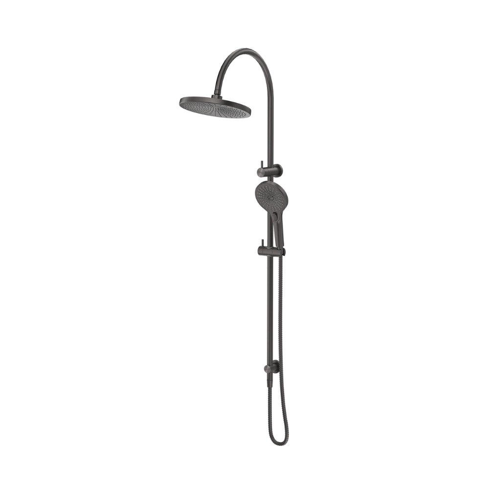 BELLA VISTA MICA GOOSENECK DUAL SHOWER RAIL 1206MM GUN METAL