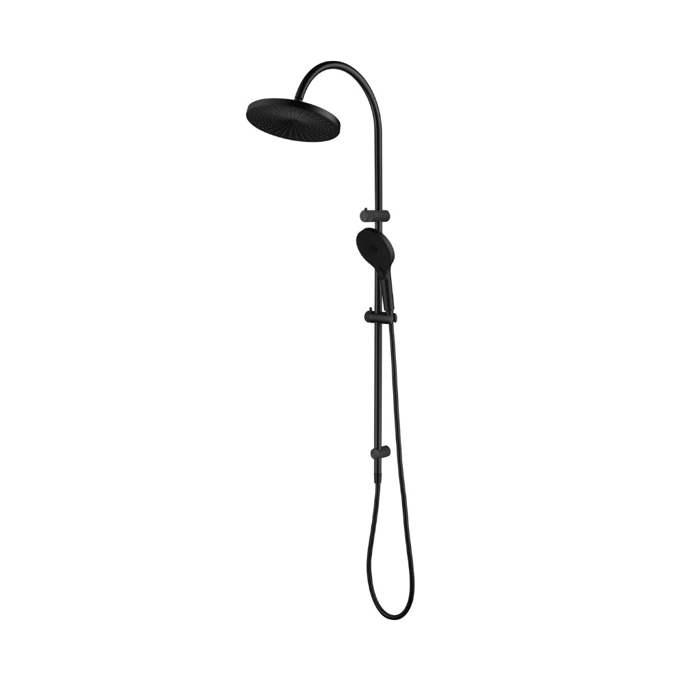 BELLA VISTA MICA FLUTED GOOSENECK DUAL SHOWER RAIL 1200MM BLACK