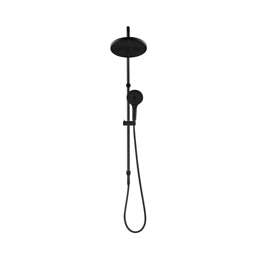 BELLA VISTA MICA FLUTED GOOSENECK DUAL SHOWER RAIL 1200MM BLACK