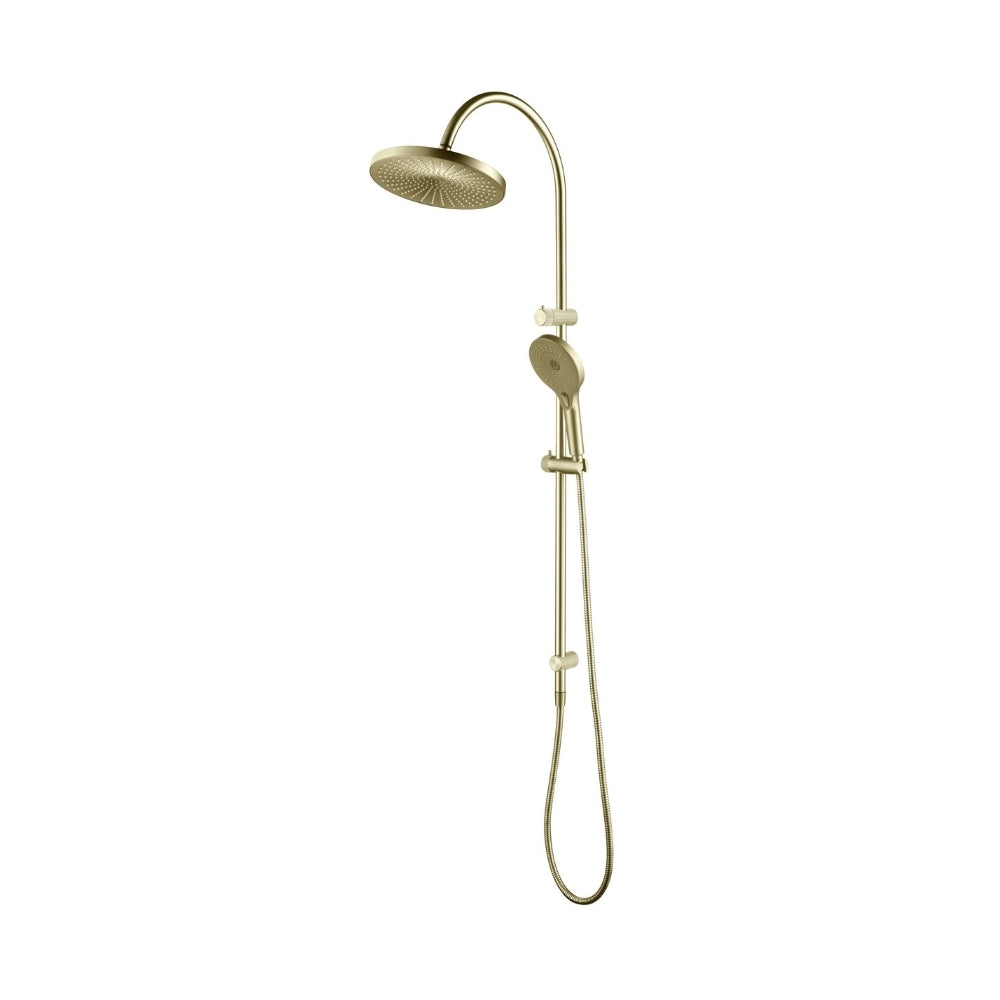 BELLA VISTA MICA FLUTED GOOSENECK DUAL SHOWER RAIL 1200MM FRENCH GOLD