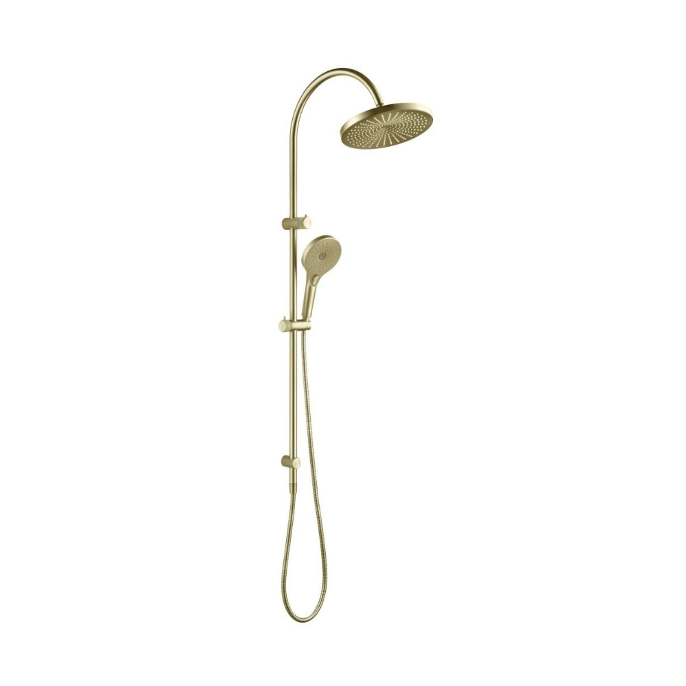 BELLA VISTA MICA FLUTED GOOSENECK DUAL SHOWER RAIL 1200MM FRENCH GOLD