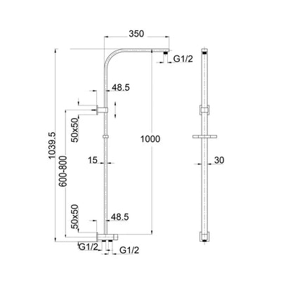 BELLA VISTA DEKO DUAL SHOWER RAIL RETROFIT 1000MM CHROME