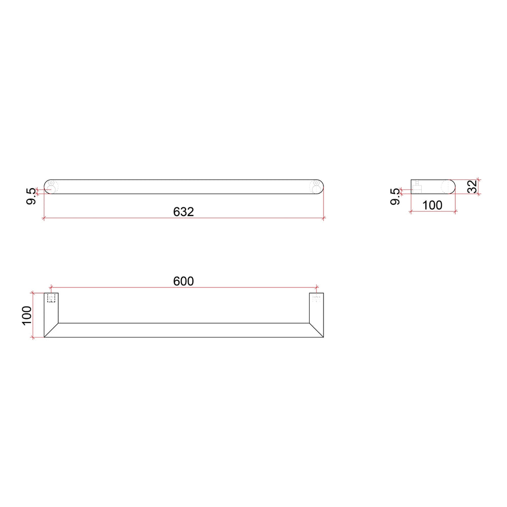 THERMOGROUP ROUND HEATED SINGLE TOWEL RAIL BRUSHED NICKEL 632MM