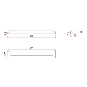 THERMOGROUP ROUND HEATED SINGLE TOWEL RAIL BRUSHED NICKEL 632MM