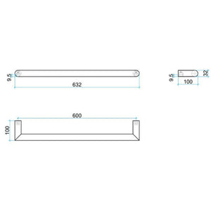 THERMOGROUP ROUND SINGLE BAR HEATED TOWEL RAIL 632MM GUN METAL