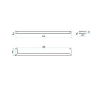 THERMOGROUP ROUND SINGLE BAR HEATED TOWEL RAIL 832MM BLACK