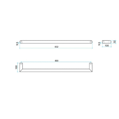 THERMOGROUP ROUND SINGLE BAR HEATED TOWEL RAIL 832MM POLISHED STAINLESS STEEL