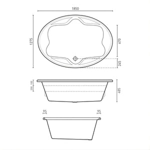 DECINA DUO INSET CONTOUR SPA BATH GLOSS WHITE 1850MM WITH 16-JETS