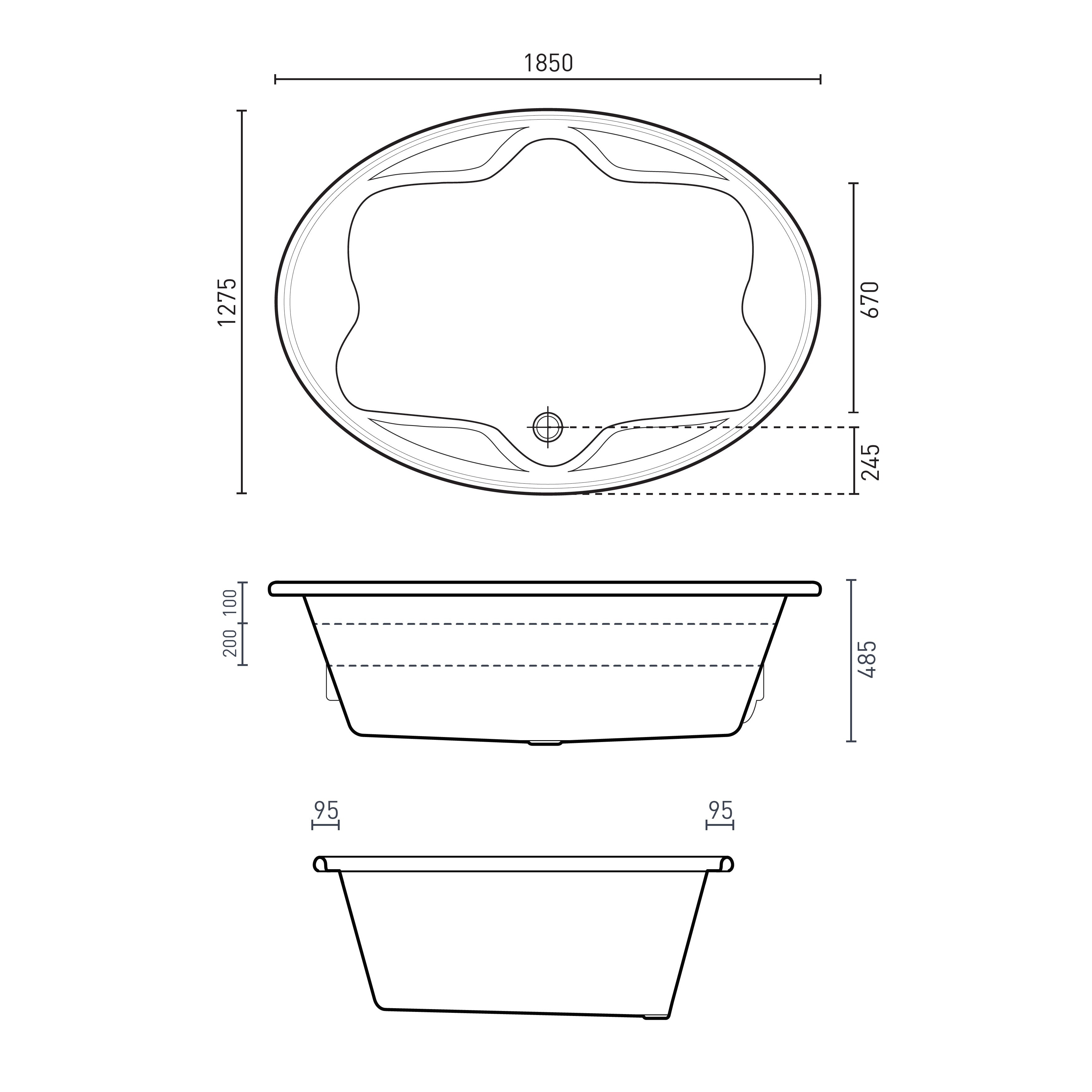 DECINA DUO INSET DOLCE VITA SPA BATHTUB GLOSS WHITE 1850MM WITH 24-JETS