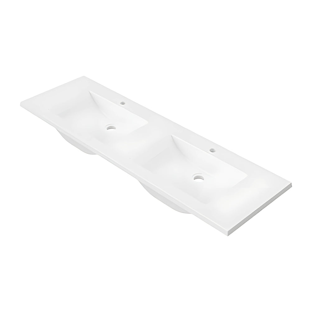 DUROCLASS MONACO GLOSS WHITE DOUBLE BOWL UNDERMOUNT VANITY TOP (MULTIPLE SIZES AVAILABLE)