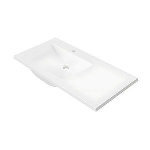 DUROCLASS MONACO GLOSS WHITE OFFSET SINGLE BOWL UNDERMOUNT VANITY TOP (MULTIPLE SIZES AVAILABLE)