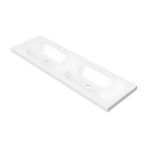 DUROCLASS OLYMPIC STADIUM GLOSS WHITE DOUBLE BOWL UNDERMOUNT VANITY TOP (AVAILABLE IN 1500MM AND 1800MM)