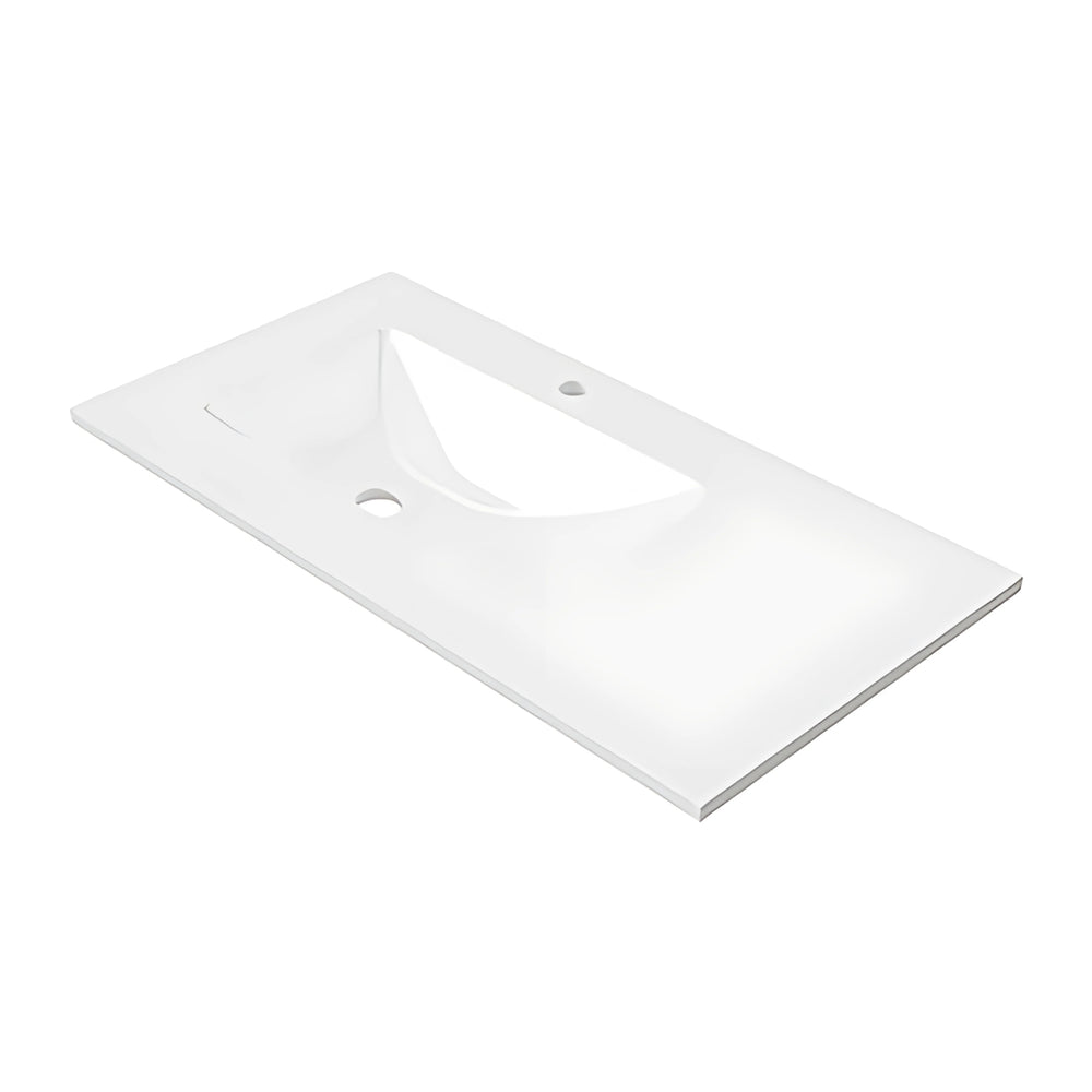DUROCLASS SANCTUARY GLOSS WHITE OFFSET SINGLE BOWL UNDERMOUNT VANITY TOP (MULTIPLE SIZES AVAILABLE)