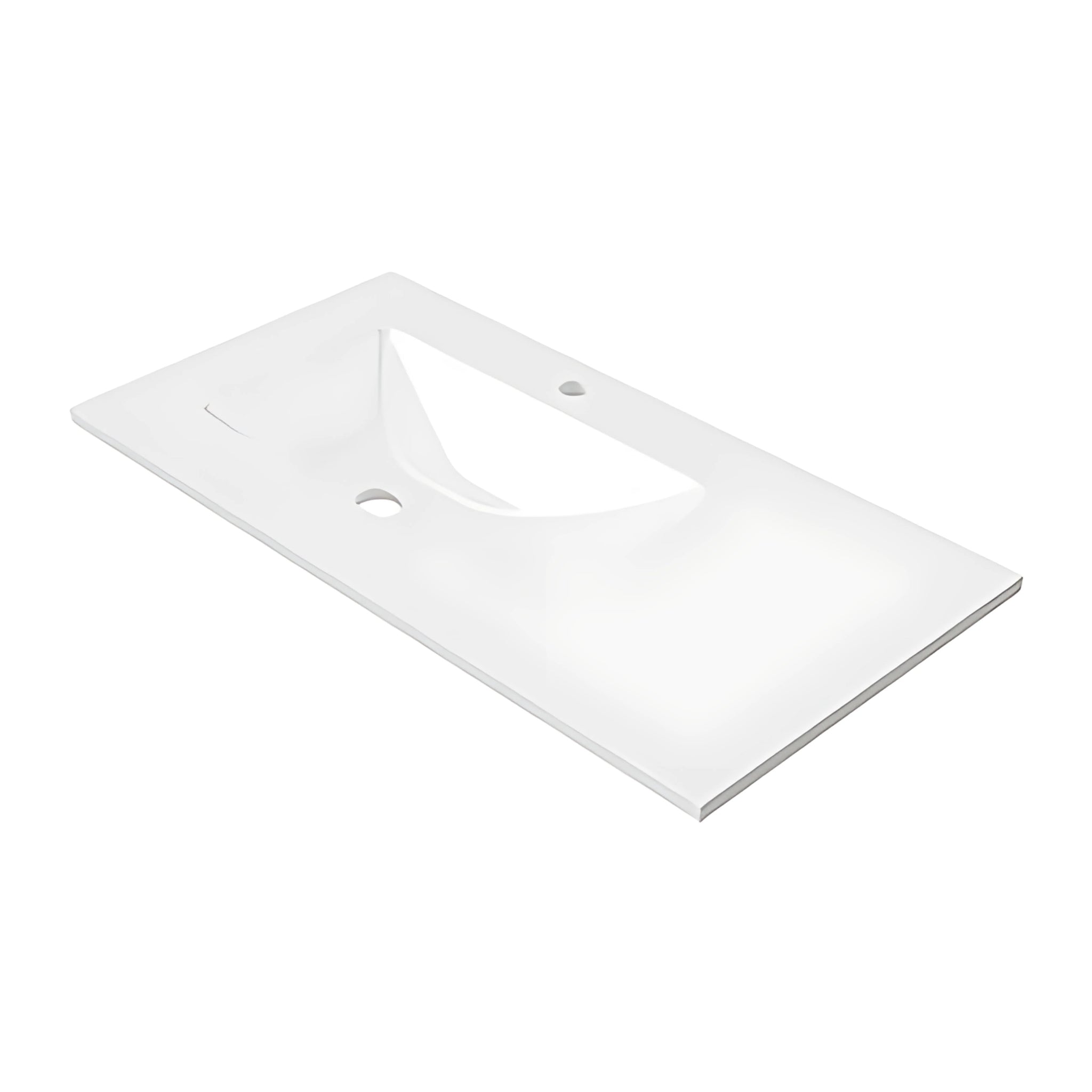 DUROCLASS SANCTUARY GLOSS WHITE OFFSET SINGLE BOWL UNDERMOUNT VANITY TOP (MULTIPLE SIZES AVAILABLE)