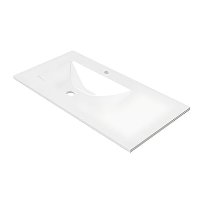 DUROCLASS SANCTUARY GLOSS WHITE OFFSET SINGLE BOWL UNDERMOUNT VANITY TOP (MULTIPLE SIZES AVAILABLE)