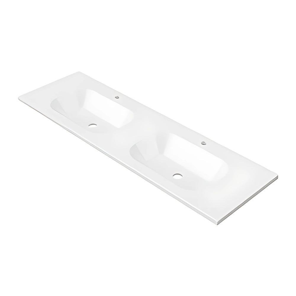 DUROCLASS STADIUM GLOSS WHITE DOUBLE BOWL UNDERMOUNT VANITY TOP (AVAILABLE IN 1500MM AND 1800MM)